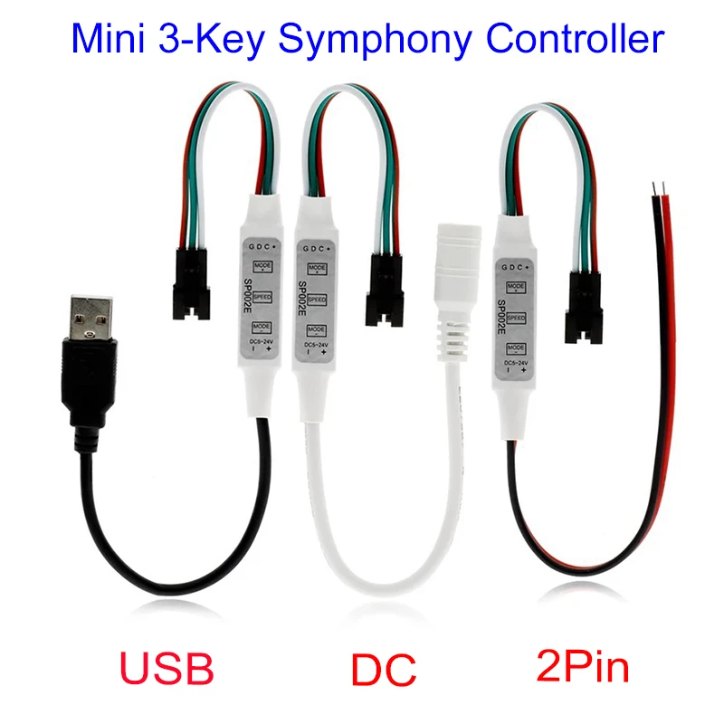 WS2812B WS2811 светодиодный контроллер USB Mini 3 ключа для пиксельный полосы светильник