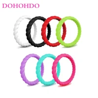 3mm thin braided silicone ring for fashion women wedding rings sports hypoallergenic crossfit flexible woven rubber finger ring