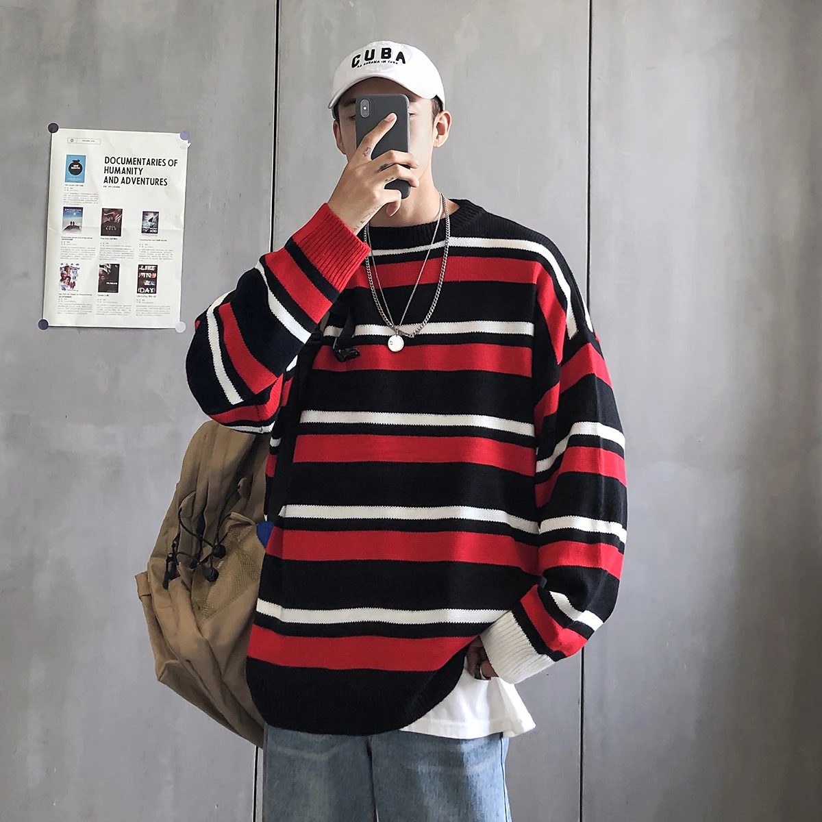 Privathinker мужские 2020 полосатые Модные свободные свитера осенние корейские вязанные