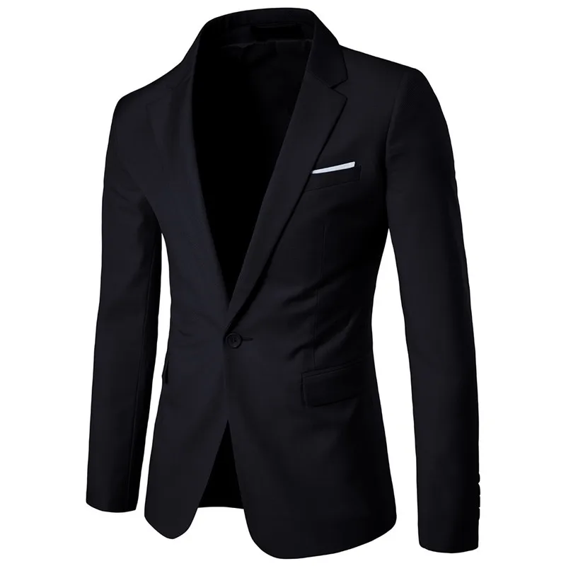 Black Blazer Новинка, мужские деловые повседневные приталенные блейзеры, мужские хлопковые пальто на одной пуговице для мужчин, свадебные осенние куртки размера плюс S-6XL - Цвет: Black Blazer