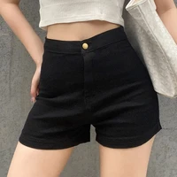 korean style black short jeans women casual slim stretch skinny denim shorts new fashion summer solid high waist straight shorts