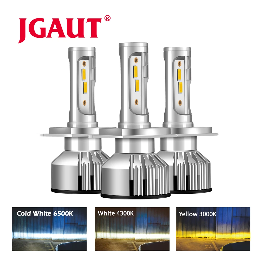 JGAUT фар автомобиля H7 светодиодный H4 светодиодный H1 H11 H3 H13 H27 880 9006 9007 72 Вт 8000LM 3000K 6500K 12V 24V Авто для фар головного света и противотуманных фар с возможностью креативного лампы