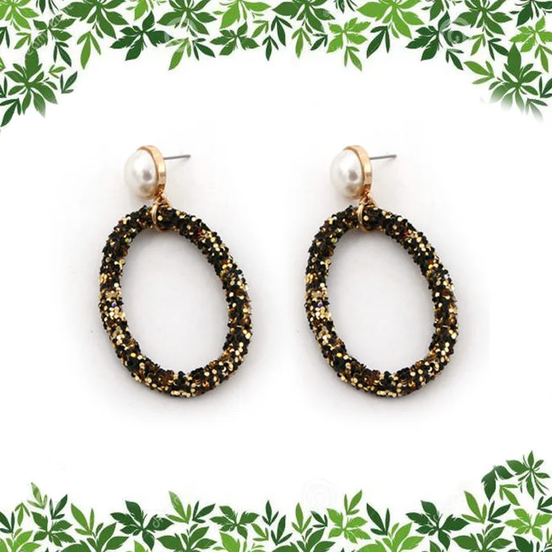 В богемном стиле с блестками Смола Висячие серьги для женщин вечерние длинные