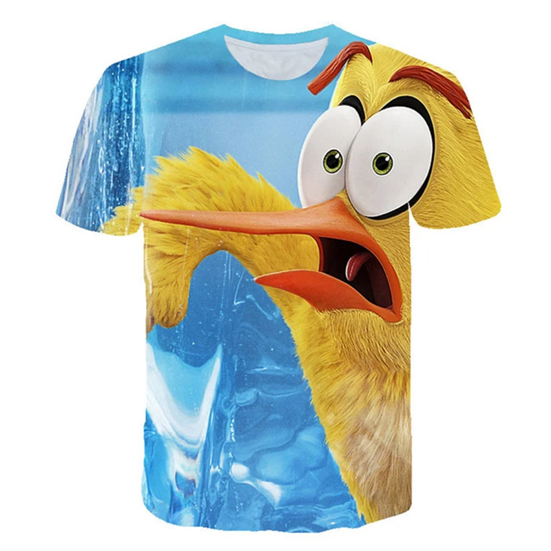

2021 summer animal cute bird 3D printing children's short-sleeved boy T-shirt O-neck cartoon casual fashion street coat top