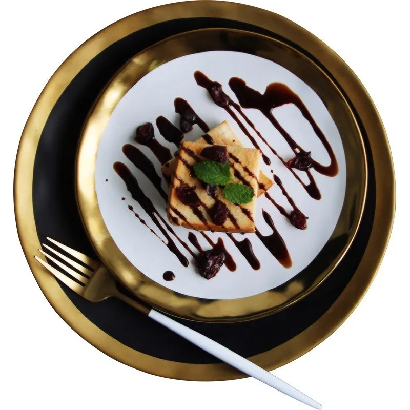 Позолоченная керамическая посуда оригинальная твердая цветное блюдо миска для