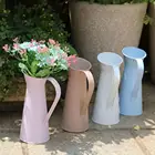 Белая Новая Винтажная высокая металлическая потертая кремовая ваза, 1 шт., эмалированный кувшин, кувшин для свадьбы, домашний декор, кий кувшин, обветшалый ваза