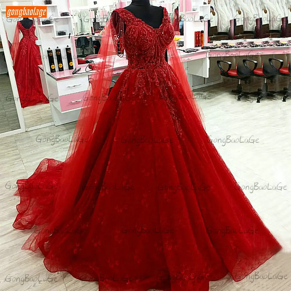 

Sexy Beading Evening Gown Red Lace Up 2021 Vestito Da Festa Di Nozze Women Party Dresses Formal Custom Made Robe De Soirée Femme