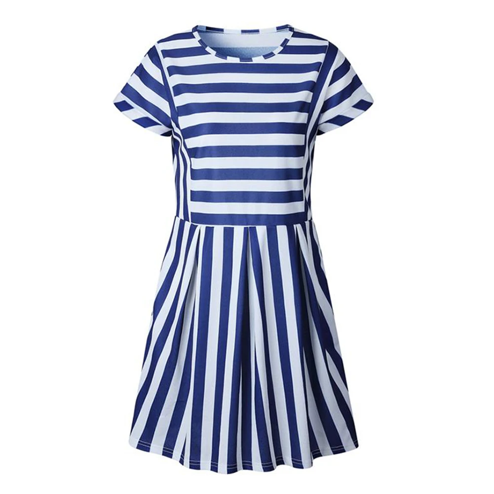 Женские летние платья 2020 Пляжное Платье в полоску с коротким рукавом мини-платье