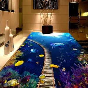 bathroom 3d floor mural painting living room restaurant self adhesive underwater world dream 3d floor free global shipping