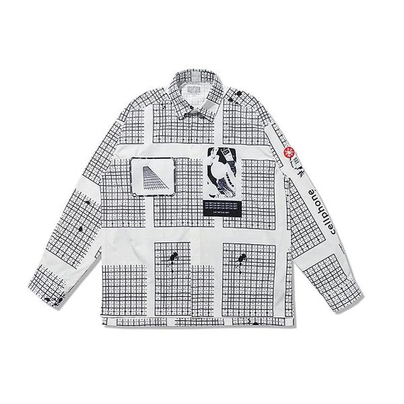 

22SS Small Checkered Patch Printing 100% Cotton EU Size Cavempt T Shirt Long Sleeves Men Women PUNK Spirng Autumn Harajuku