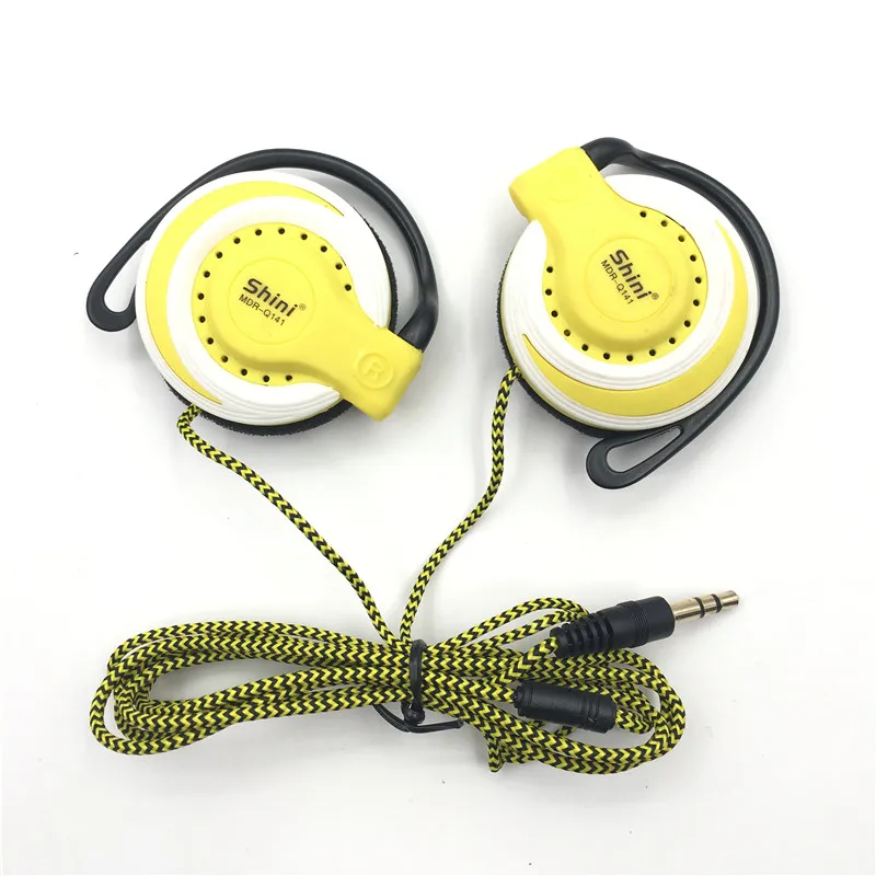 Yellow Shini Q141 спортивные наушники, музыкальные басы, наушники для бега, стерео наушники, гарнитура с крючком, гарнитура для iPhone/samsung - Цвет: Yellow