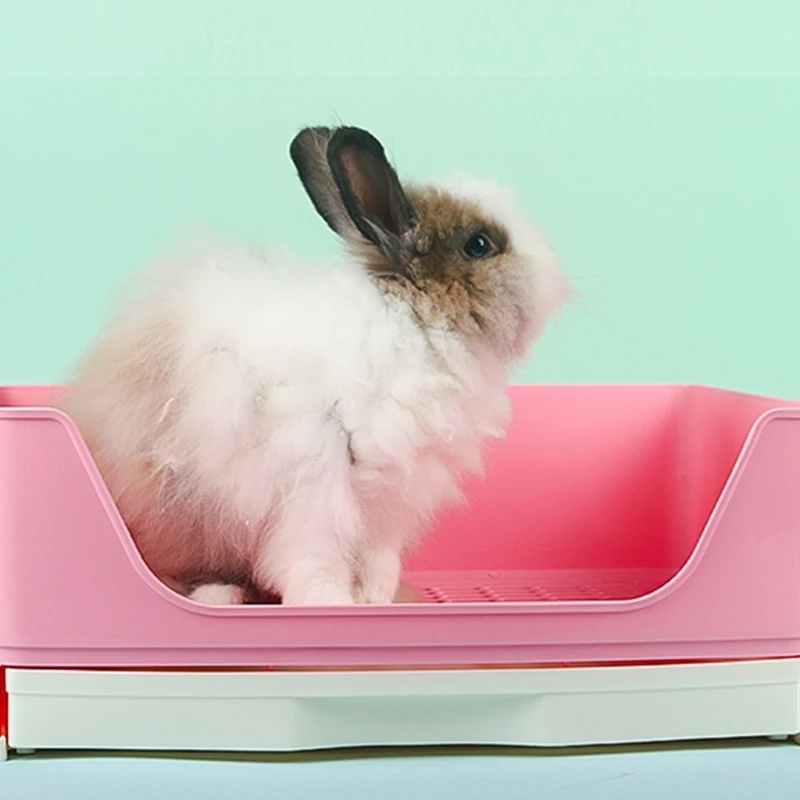 

Large Rabbit Litter Box with Drawer Place Firmly Pet Bedpan Corner Toilet Box