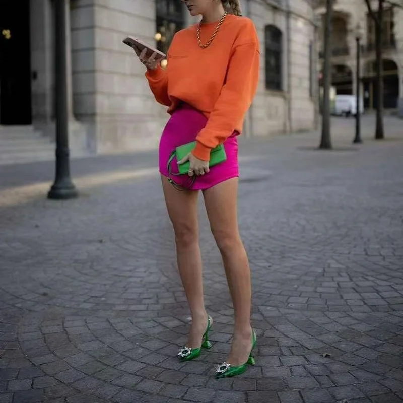 

Elegant Satin Mini Skirt Women Fashion High Waist Skirts Female Casual Faldas