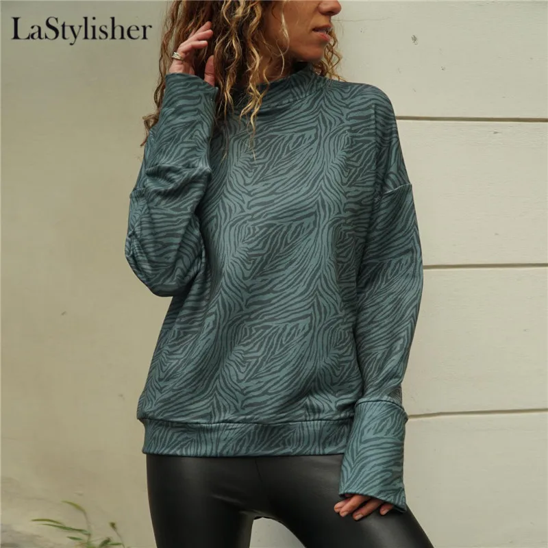 Полосатая блузка с высоким воротом размер d Осень-зима зеленая рубашка блузки для