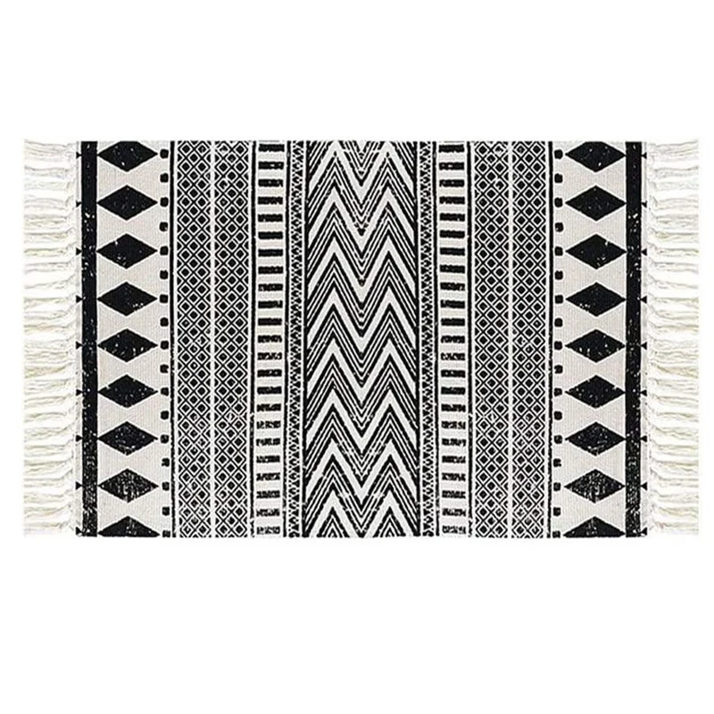 

Cotton Woven Tassel Floor Mats Nordic Modern Minimalist Carpet Laundry Room Bedroom Kitchen Bathroom Entrance Mat