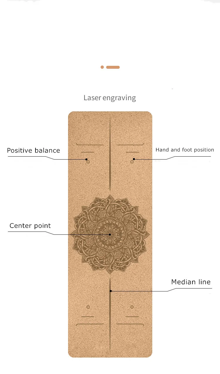 Коврик для йоги из натуральной пробки 183 + 61 коврик фитнеса тренажерного зала