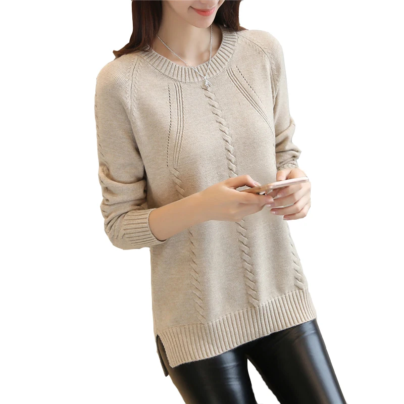 

2020 вязаный женский свитер с круглым вырезом, пуловеры, базовые женские свитера на весну и осень, пуловер, топ, Модный пуловер, свитер