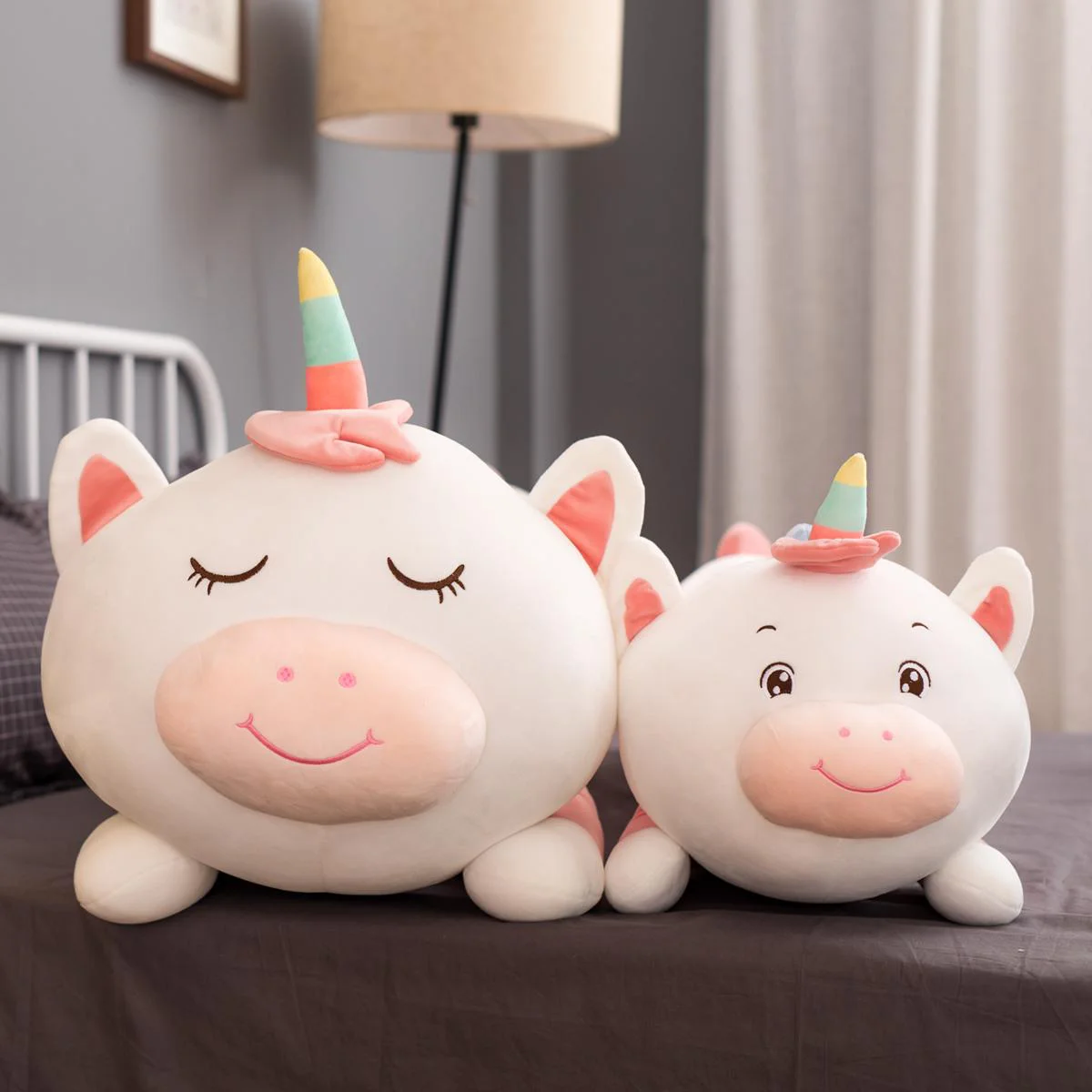 Huggable большая длинная Милая мультяшная животная свинка мягкая Единорог собака