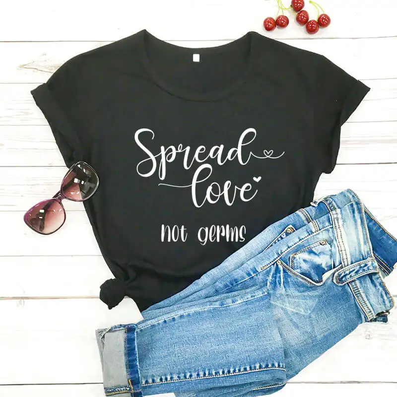 Футболка с принтом Spread Love Not Germs футболка для защиты от непогоды 2020|Футболки| |