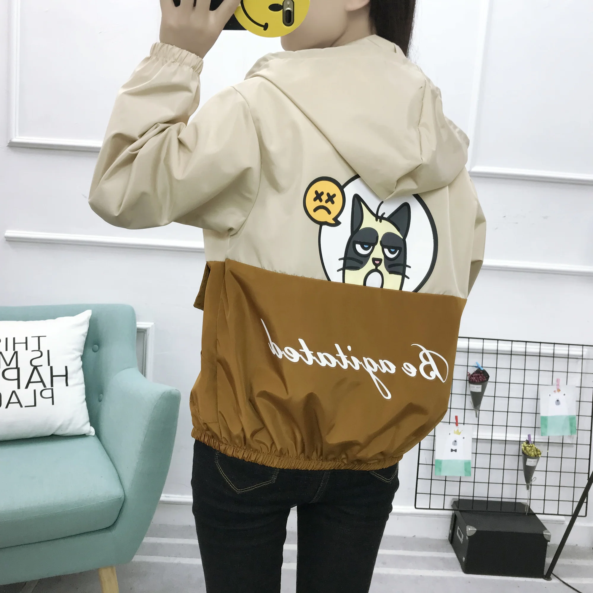 Новинка весна-осень в стиле Харадзюку Корейском с капюшоном колледжа | Женская