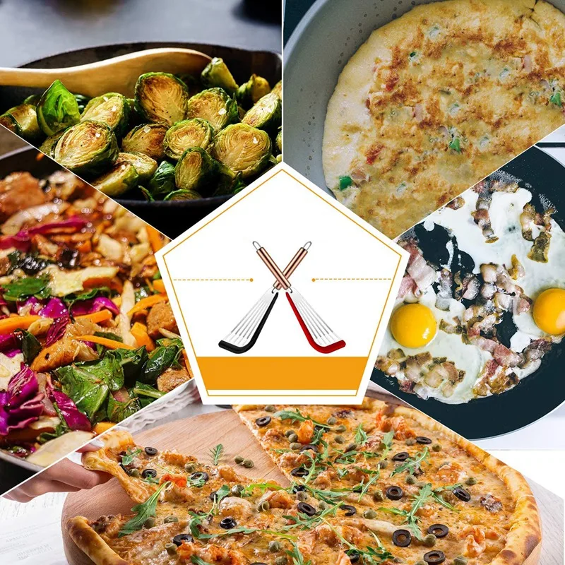 2 шт. шпатель с прорезями Гибкий из нержавеющей стали силиконовой верхней мягкой