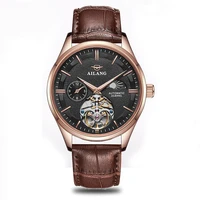 ailang new men moon phase display perspective hollow fully automatic mechanical watch wrist pointer tourbillon waterproof 8607c