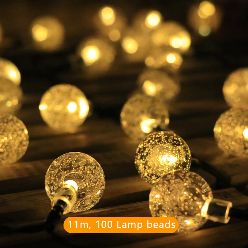 

7/9.5/11/12m LED Bubble Ball Light String Holiday Light Ball String Outdoor Waterproof Holiday Decoration Light Ambient Light