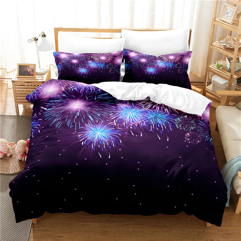 

Beautiful Fireworks Bedding Set Duvet Cover Set 3d Bedding Digital Printing Bed Linen Queen Size Bedding Set Fashion Design