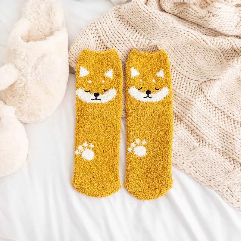 [HEPOSCKONE]Cute Animal Panda Penguin Floor Socks Women Christmas Warm Funny Calcetines Mujer For Ladies Girl's Gifts | Женская