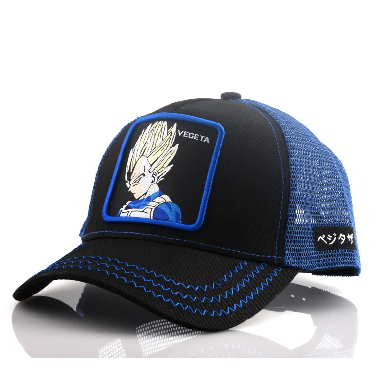 Новая сетчатая шапка Dragon Ball Vegeta бейсболка высокого качества изогнутый край черная и синяя бейсболка Кепка Gorras Casquette Прямая поставка - Цвет: Цвет: желтый