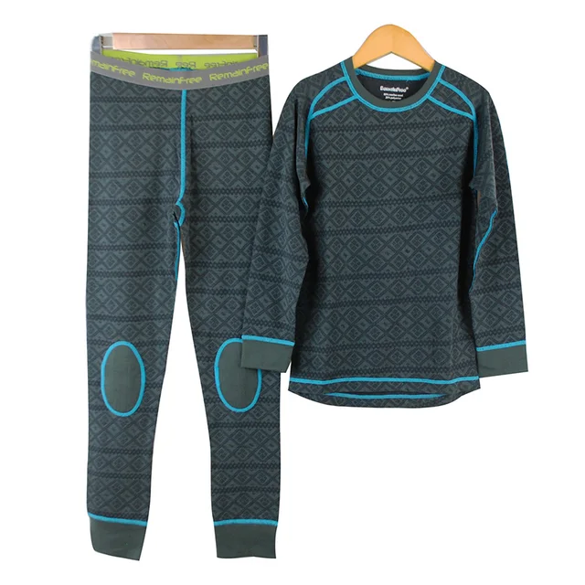 Комплект детского термобелья из шерсти мериноса, жаккардовый топ и штаны,длинные штаны для мальчиков и девочек