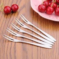 new fruit fork stainless steel two toothed fork cake fork western small fork multifunctional household kitchen accessories