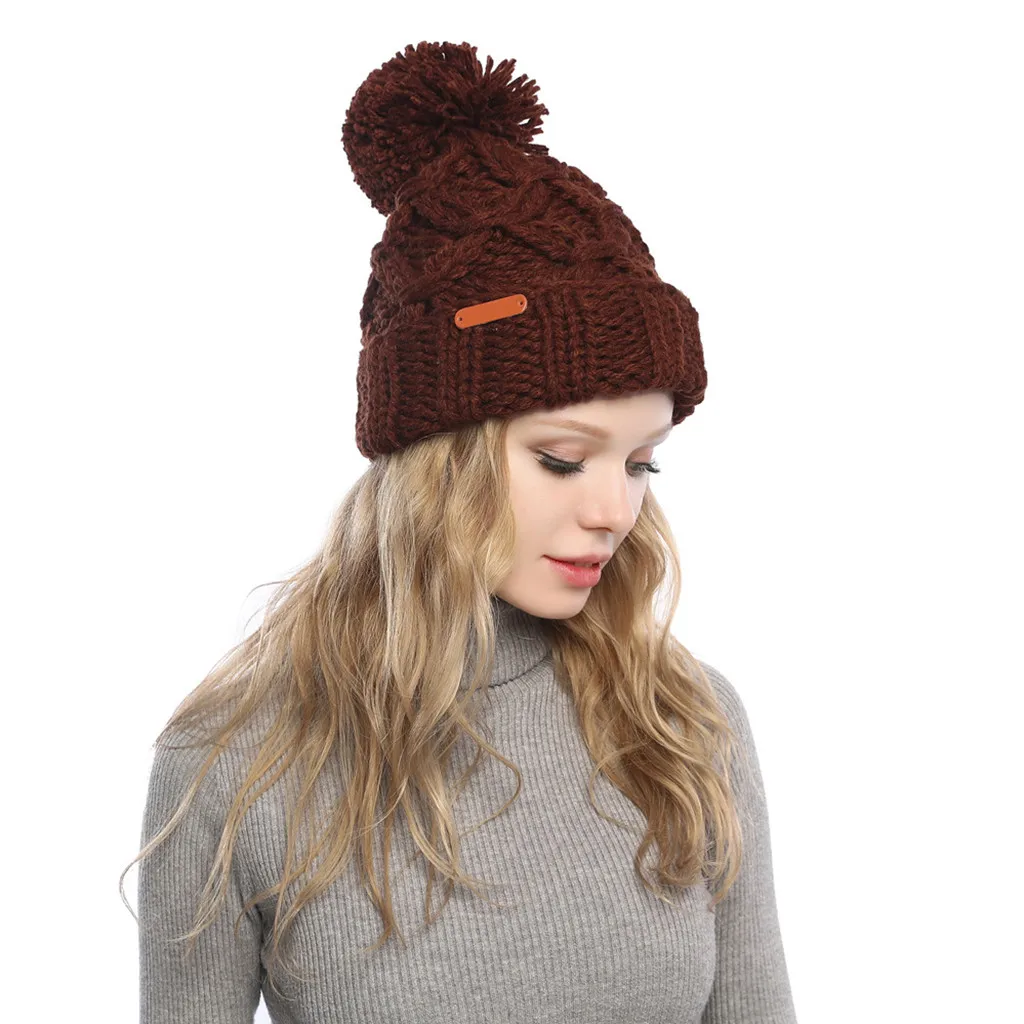Женская шапка с помпоном для волос женская вязаная шерстяная утепленная уличная
