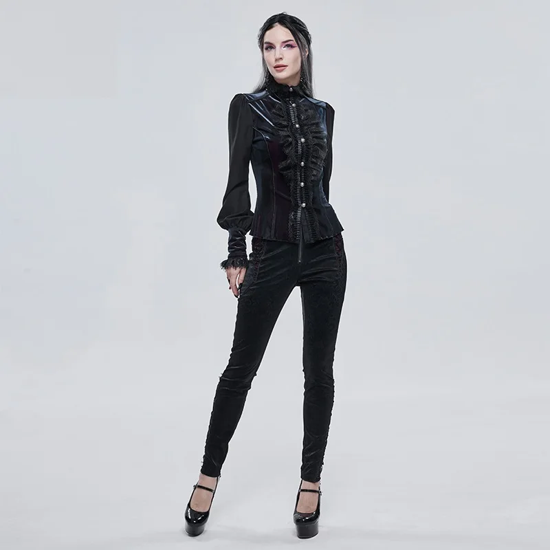 Goth Female Autumn Winter Restores Ancient Ways High Waist Shows Thin Tight Small Foot Nine Minutes Pants