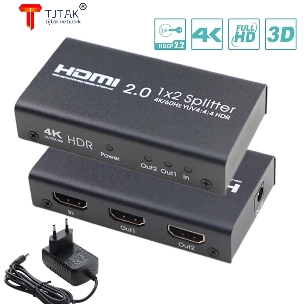 

HDMI 2.0 Divisor 2 Vias 4K @60Hz YUV 4:4:4 HDR Caixa de Divisor Inteligente 1 em 2 para fora HDCP 2.2 HDMI switcher para Xbox TV