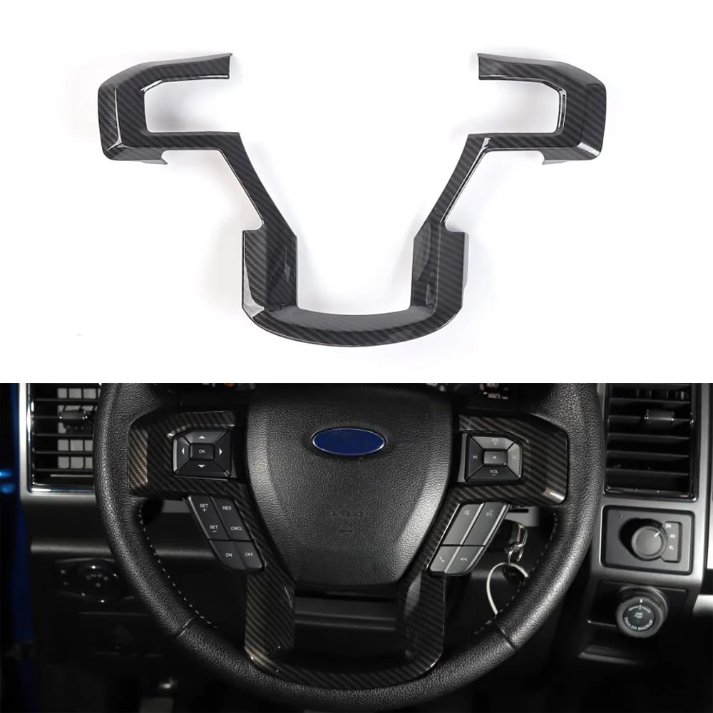 

For Ford F150 2015 Up Car Steering Wheel Decoration Bezel Cover Sticker Interior ABS Car Styling Moldings