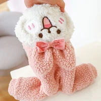 thick dog clothes dog winter jumpsuit cute hooded lamb wool dog jacket pink rabbit design parka hooded coat overalls yorkshire l