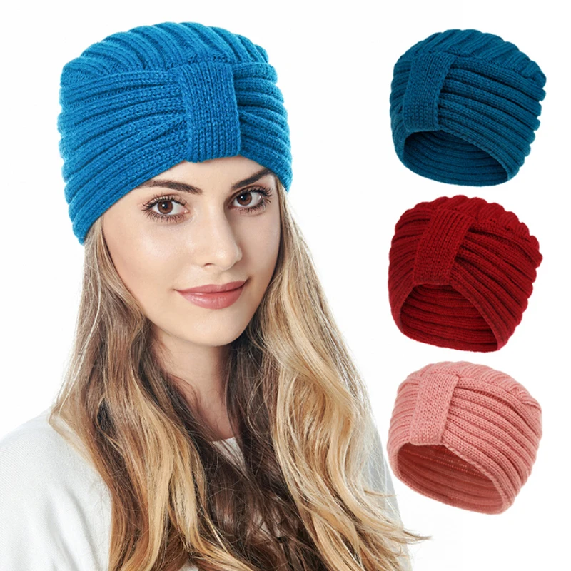 Повязка для волос женская зимняя Модный Эластичный шерстяной вязаный ободок с