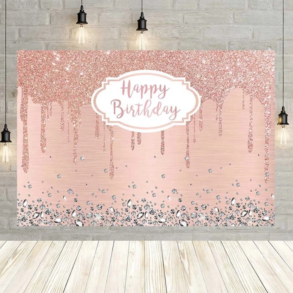 Блестящий розовый Золотой декор для вечеринки в честь Дня Рождения фото фон