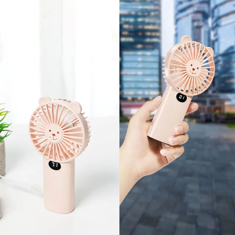 

USB Rechargeable 3 Speed Pocket Fan Hand Held Desk Fan with Gear Battery Capacity Display Air Cooling Personal Fan