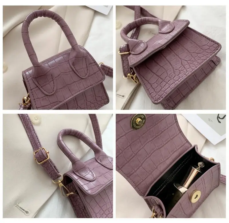 

Crocodile Pattern Small Square Crossbody Bags For Women Top-handle Women's Handbags Candy Color Women Shoulder Bag Mini Coin Bag