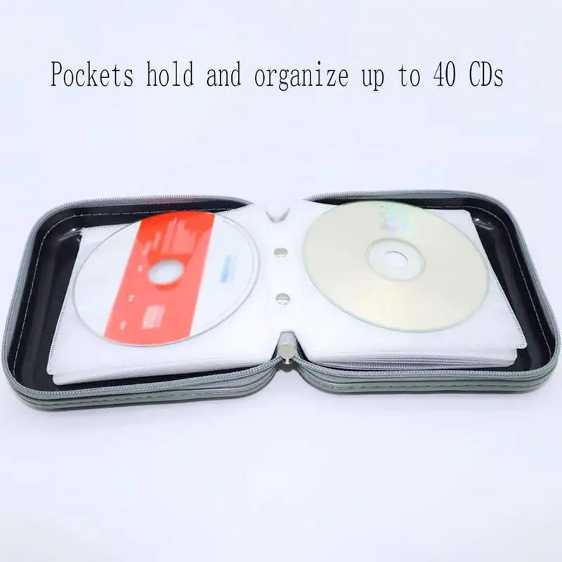

Portable 40pcs Capacity Disc CD DVD Wallet Storage Case Holder Album Sleeve with Organizer Zipper Boxes Box CD Hard Bag N0L1