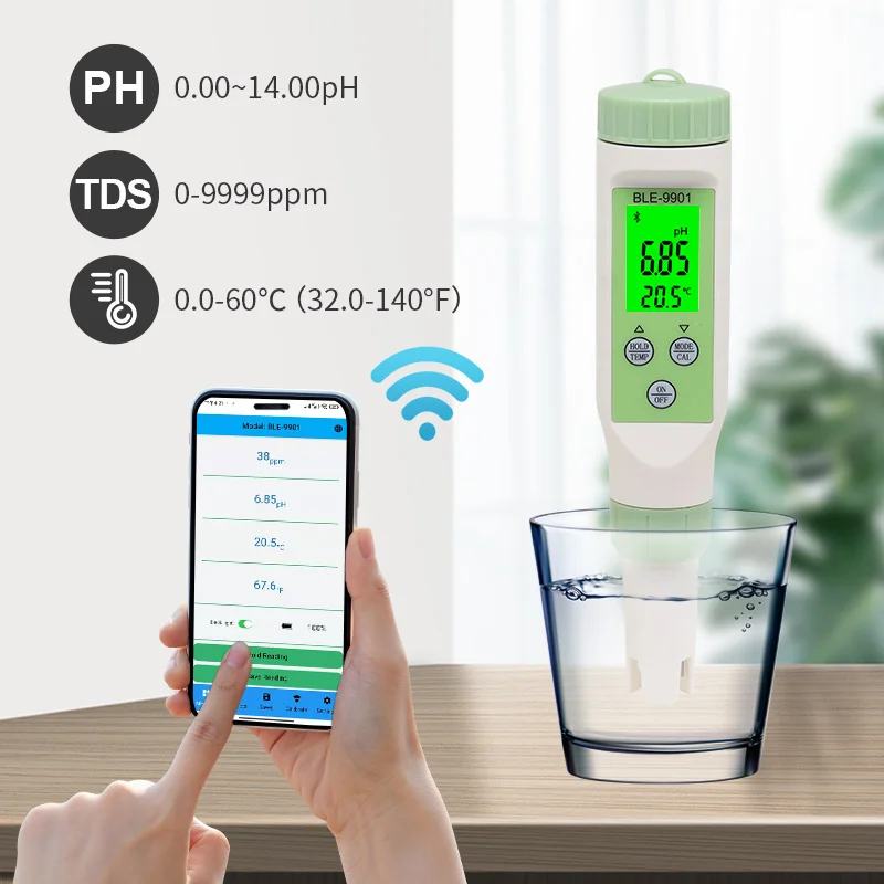 3/4/5 в 1 Bluetooth PH метр TDS/EC/ORP/солености/SG/Temp инструмент с подсветкой цифровой монитор