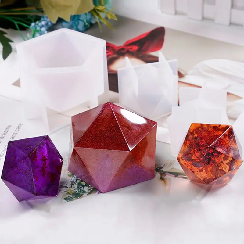 

New Crystal Epoxy Mold Desktop Table Decoration Jewelry Large Multi-faceted High Mirror Silicone Mold For Resin