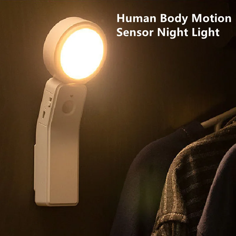 

USB Rechargeable LED Cabinet Night Lights Human Body Motion Sensor Stairway Aisle Wall Lamps Bedroom Desk Lights Home Lighting