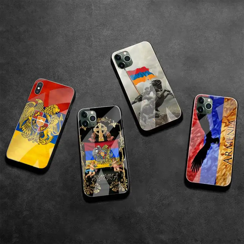 Чехол для телефона с флагом армянии закаленное стекло iPhone 12 Pro Max Mini 11 XR XS MAX 8X7 6S 6 Plus