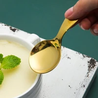 hot 1pc soup rice spoon short handle stainless steel round kids ice cream dessert home flatware kitchen dinner cutlery