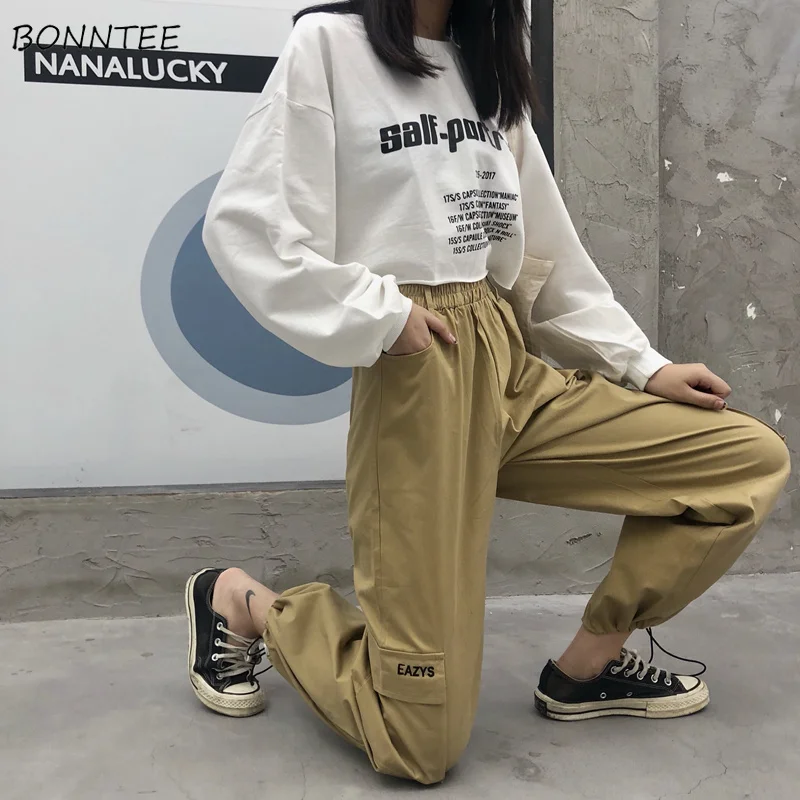 Женские брюки-карго свободные универсальные уличные брюки в Корейском стиле с