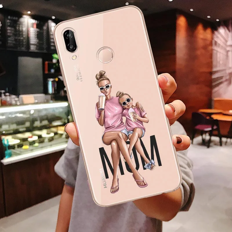 Прозрачный мягкий чехол для Huawei P30 Lite Pro P20 P20Pro P40 Mate 20 с черными и коричневыми