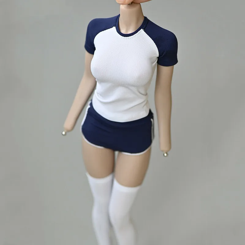 

1/6 scale female sportswear suit student short-sleeved T-shirt pants model, suitable for 12-inch human toy suit